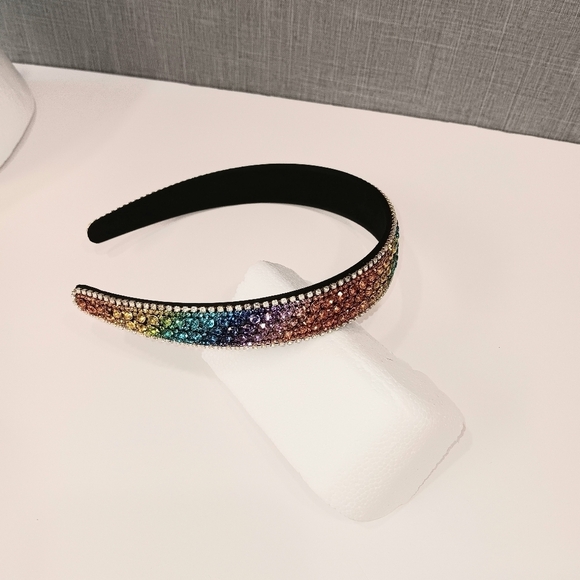 Sparkly Rhinestone Headband Fashionista Chic Bohemian Summer Fun Rainbow LGBTQ+ - Picture 5 of 6